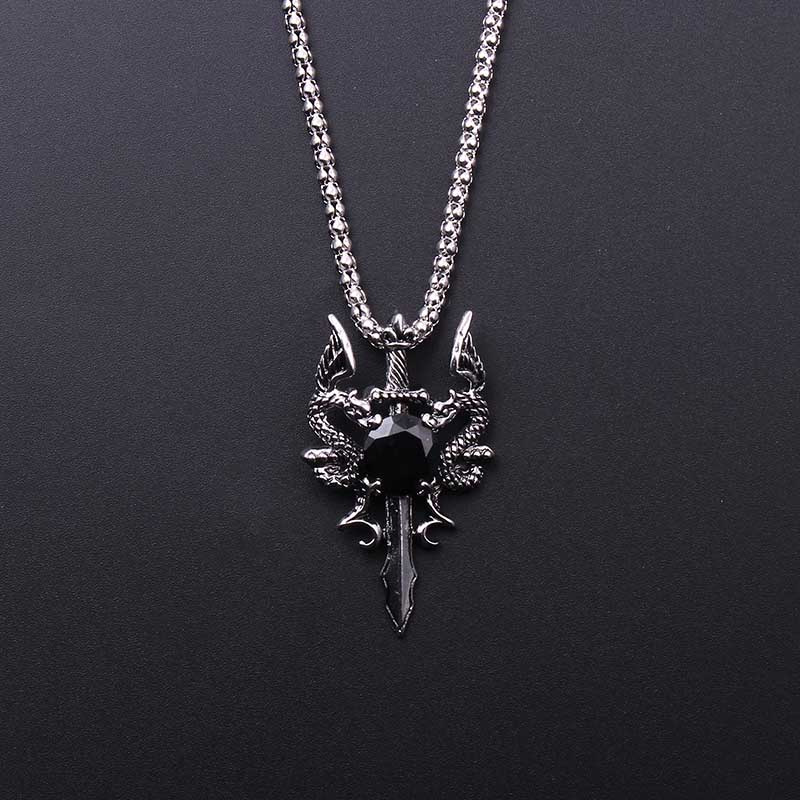 Men Accessories Pendant - Colar Cruz de Pedra Preta Double