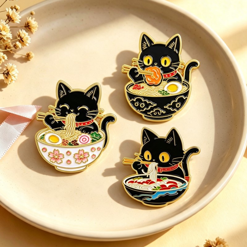 Lapel Pin Enamel - Broche de Esmalte de Gato Preto