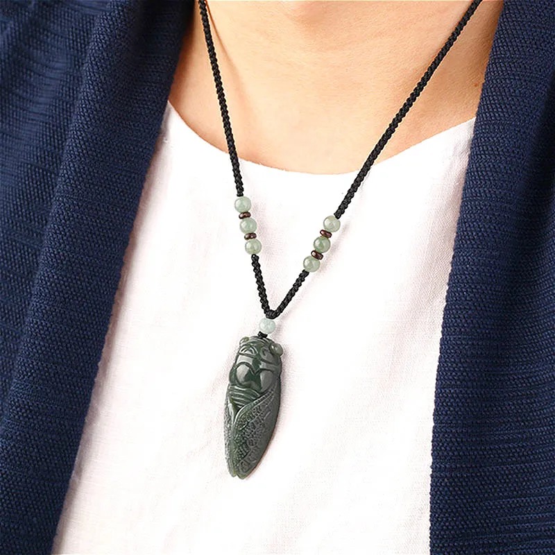 Natural Hetian Jade Cicada Col - Men Accessories Pendant avaliação e preço